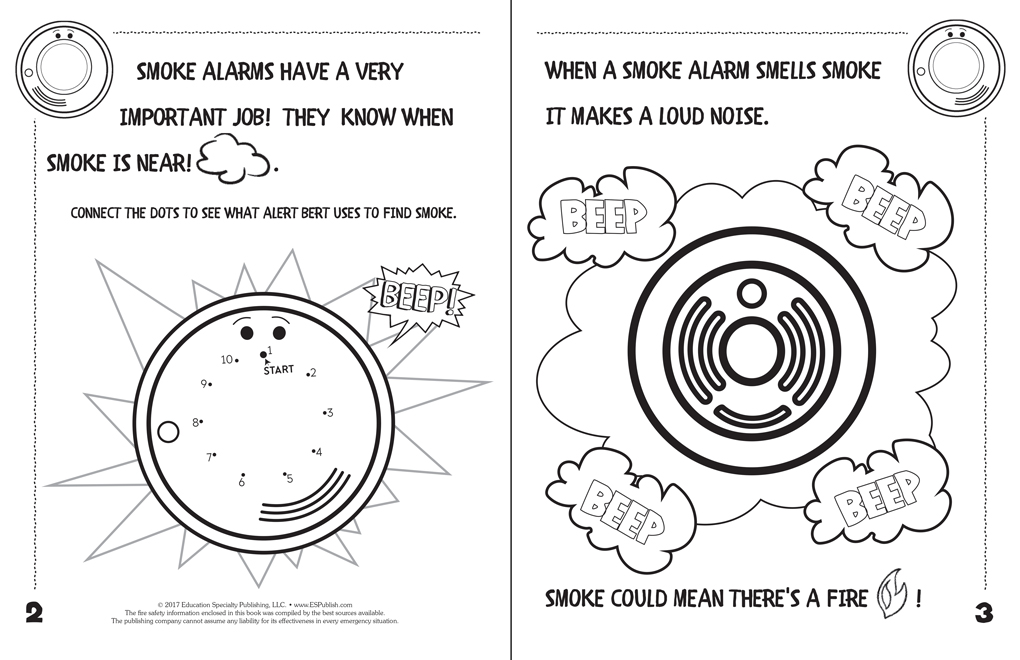 Smoke alarm coloring book fire safety activities fire safety for life