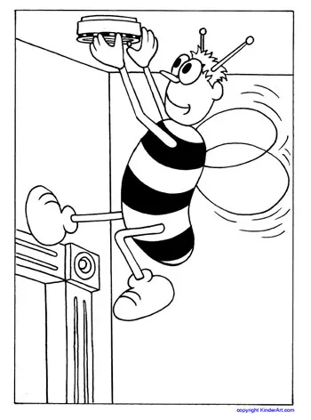 Smoke detector coloring page safety bee â
