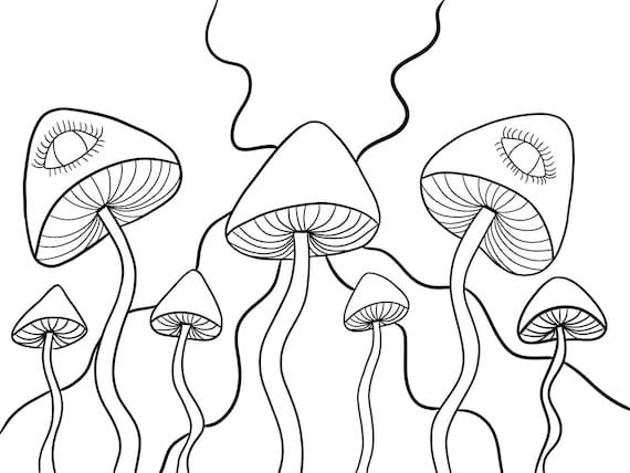 Digital drawingdigital downloadcoloring page smoke and draw sip and drawmushroom drawing instant download