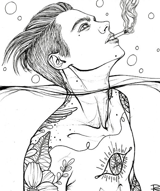 Printable coloring page smoking guy roselin estephanãa