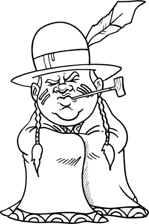 Indian pipe smoking coloring page