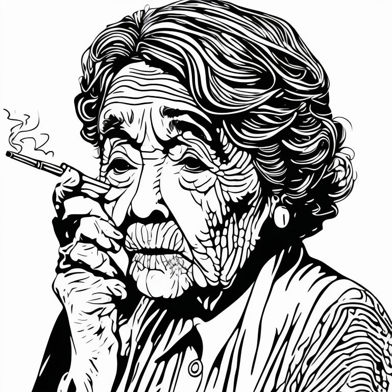 Mshare old woman is smoking