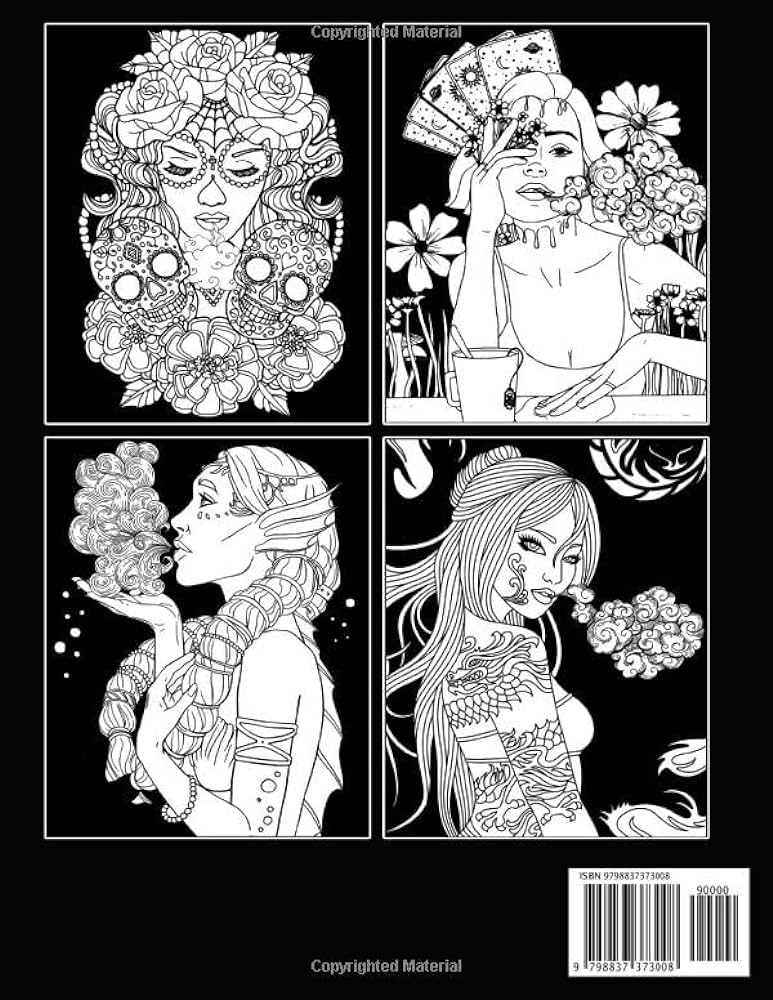 Midnight smoking girl coloring book beautiful women coloring pages with vivid illustrations on dark background for adults to have fun and relax ideal gift for birthdays day world painting