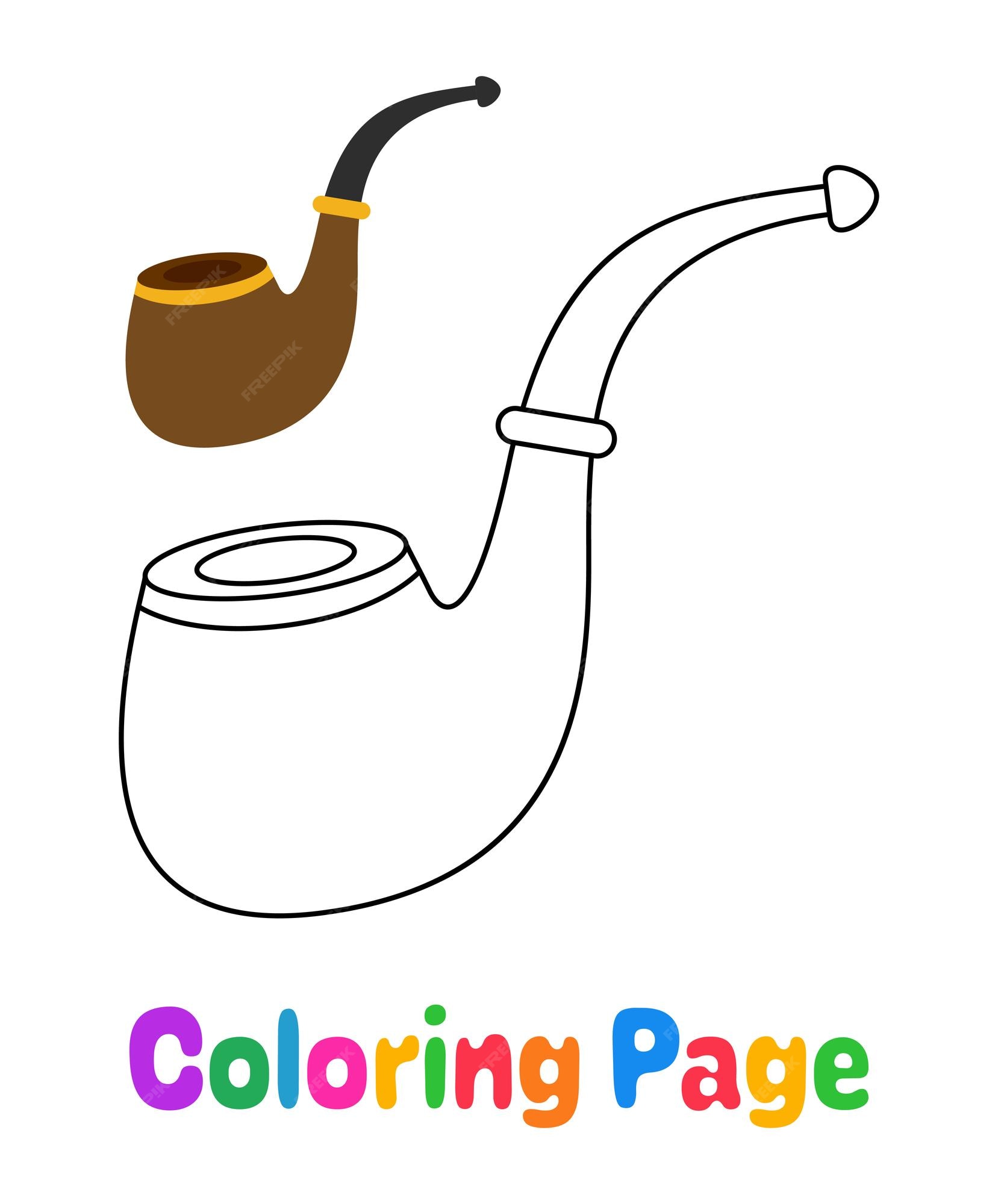 Premium vector coloring page with smoking pipe for kids