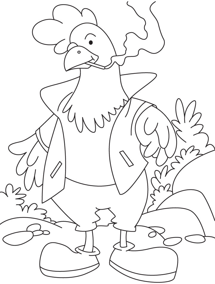 Rooster smoking coloring page download free rooster smoking coloring page for kids best coloring pages