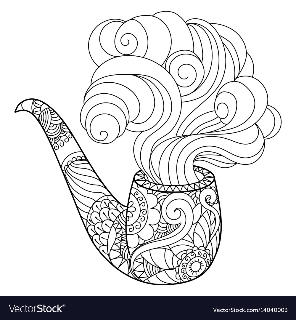 Abstract smoking pipe coloring book royalty free vector