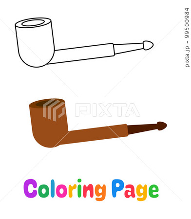 Coloring page with smoking pipe for kids