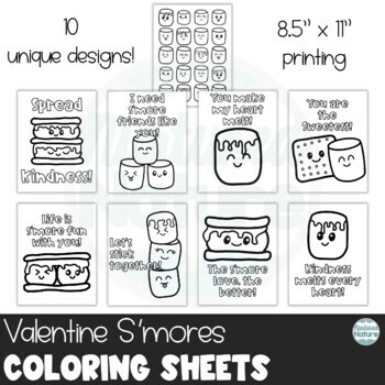 Smores coloring pages for valentines day craft by nurtured nature
