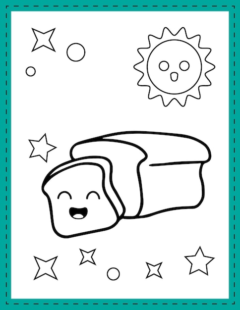 Premium vector baby toy and kawaii coloring page for kids