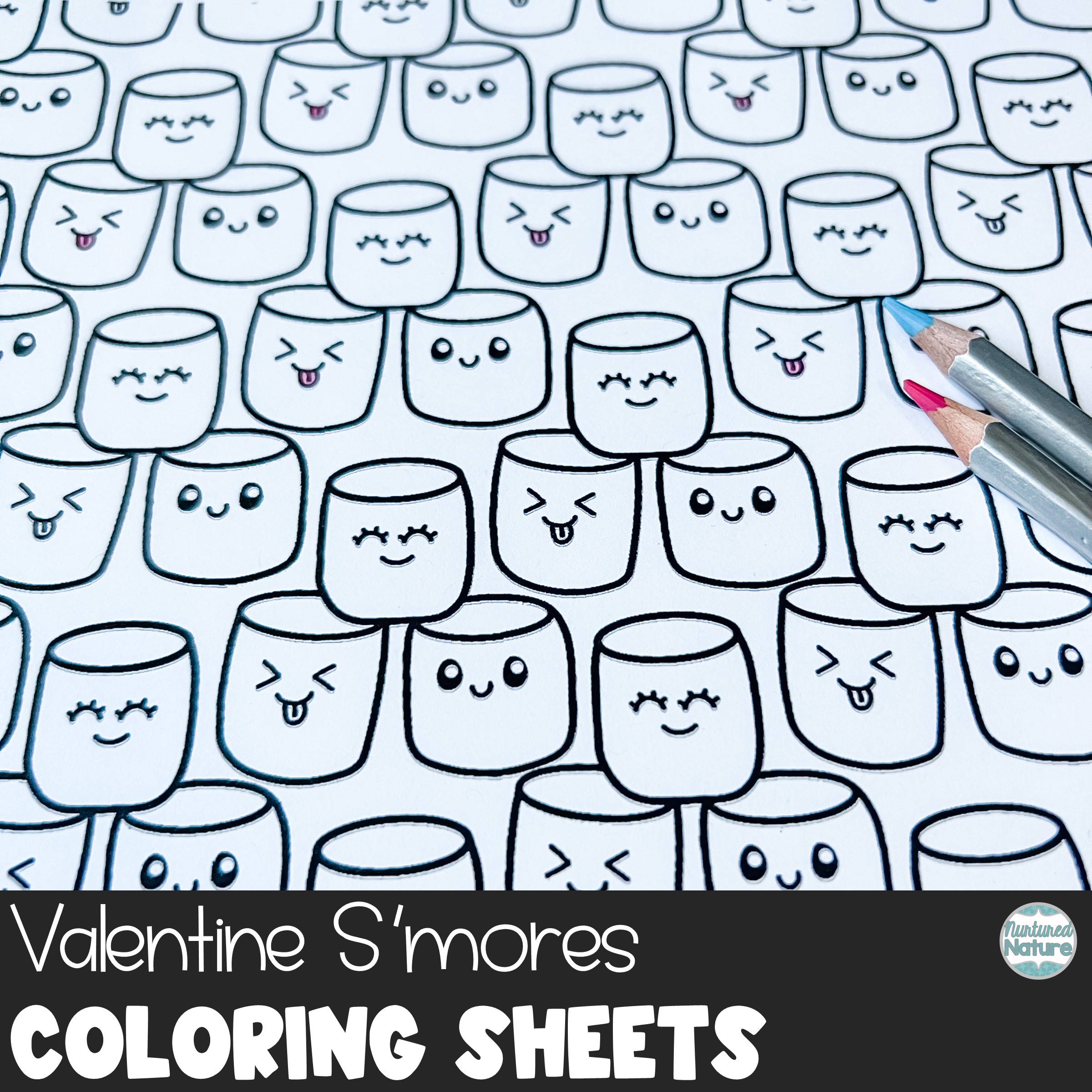 Smores coloring pages for valentines day craft made by teachers