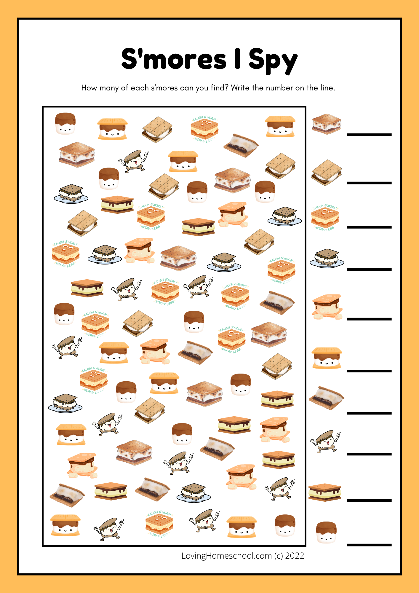 Smores i spy printable