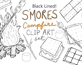 Buy black lined hand drawn smores clip art set digitally drawn clip art smores clip art campfire clip art hand drawn smores png format online in india