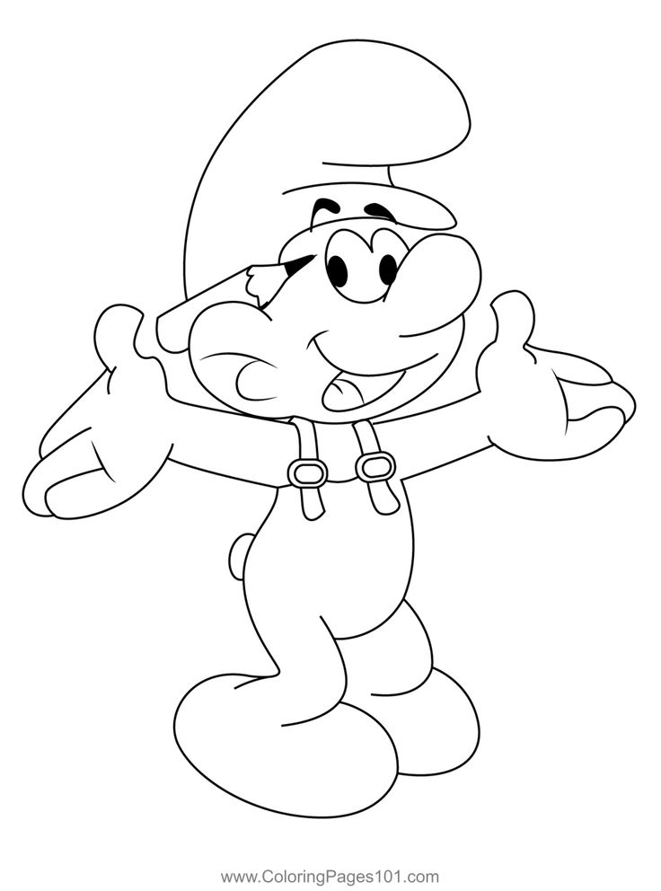 Happy smurf rasising hands coloring page coloring pages coloring pages for kids hand coloring