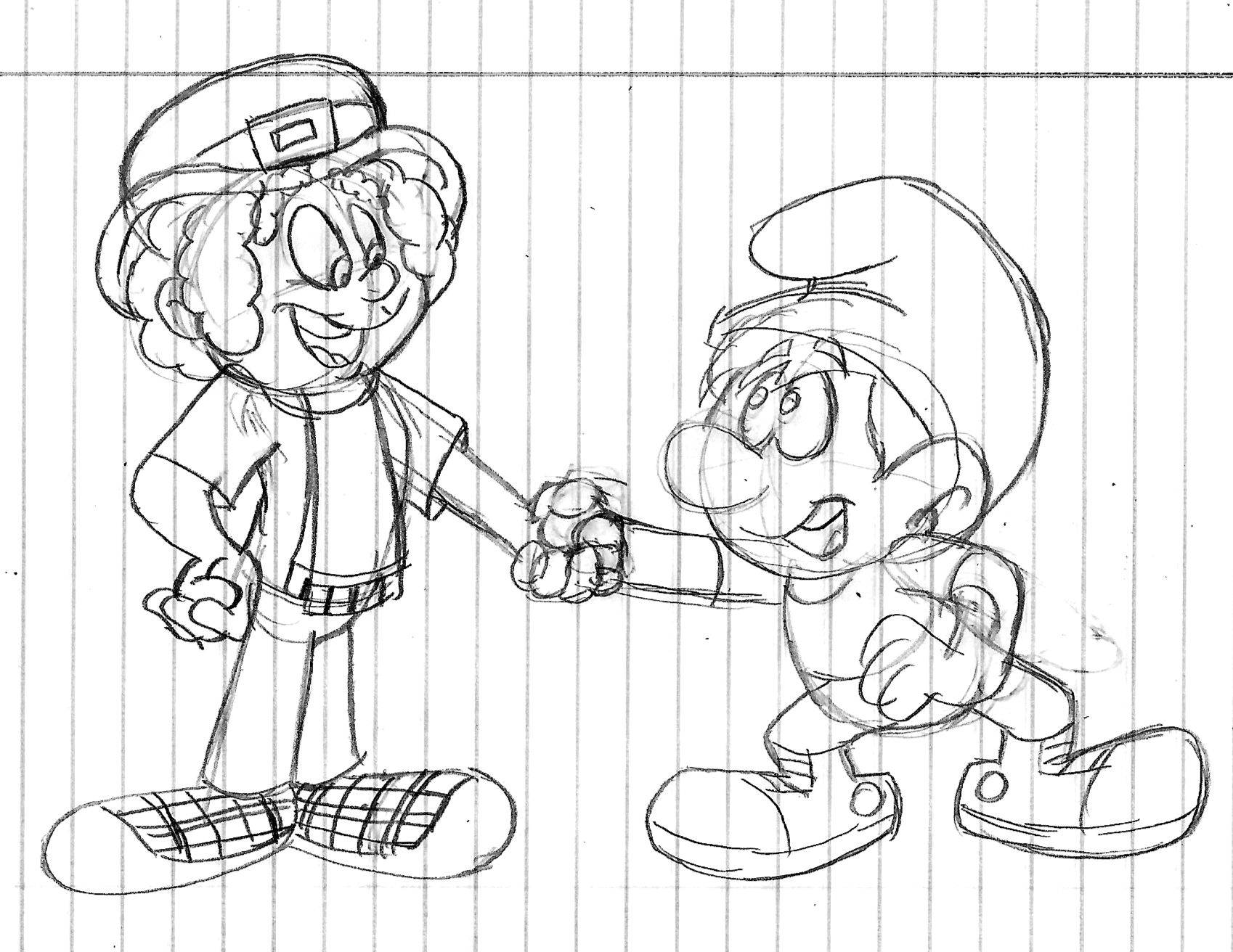 Leprechaun and smurf shake hands by grishamanimation on