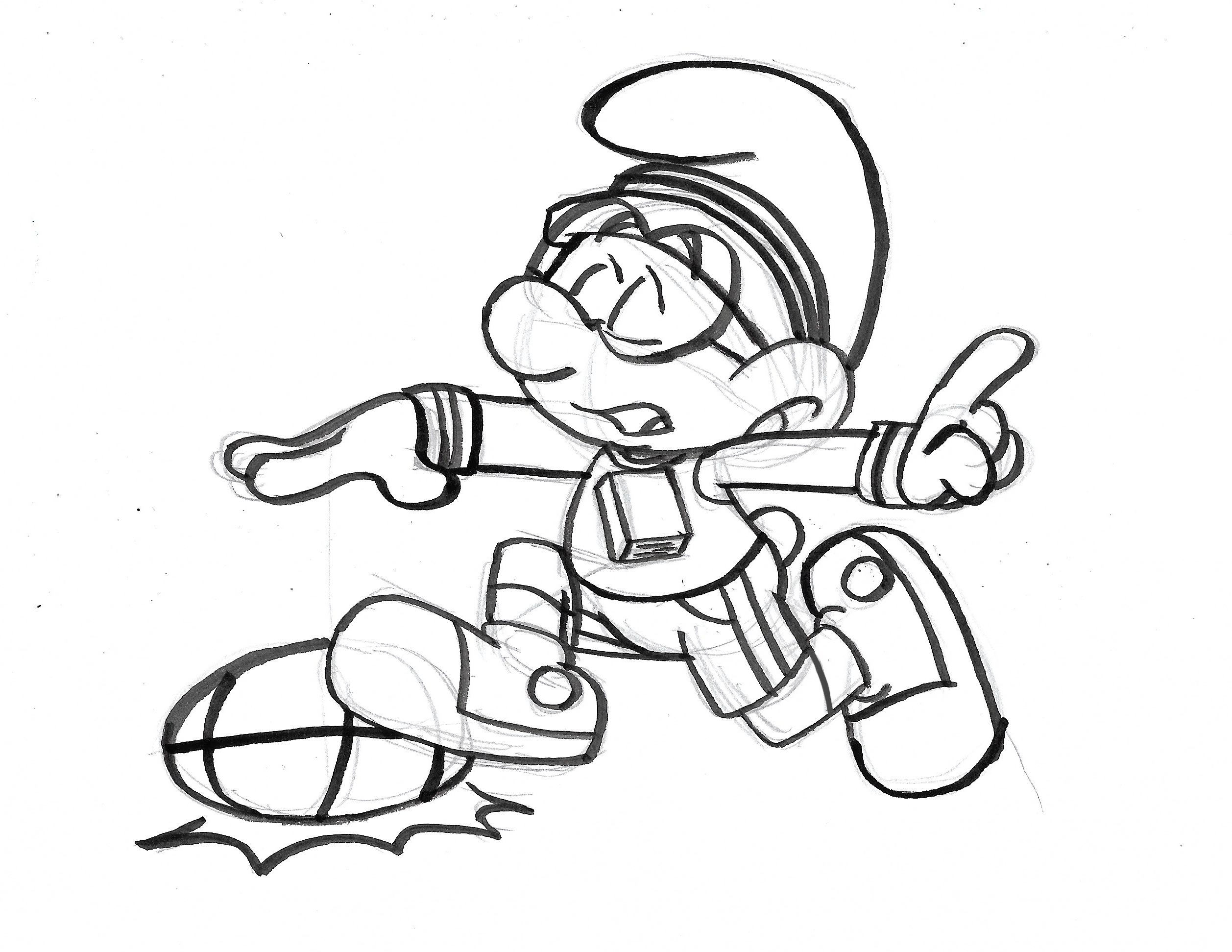 Brainy smurf playing basketball by grishamanimation on