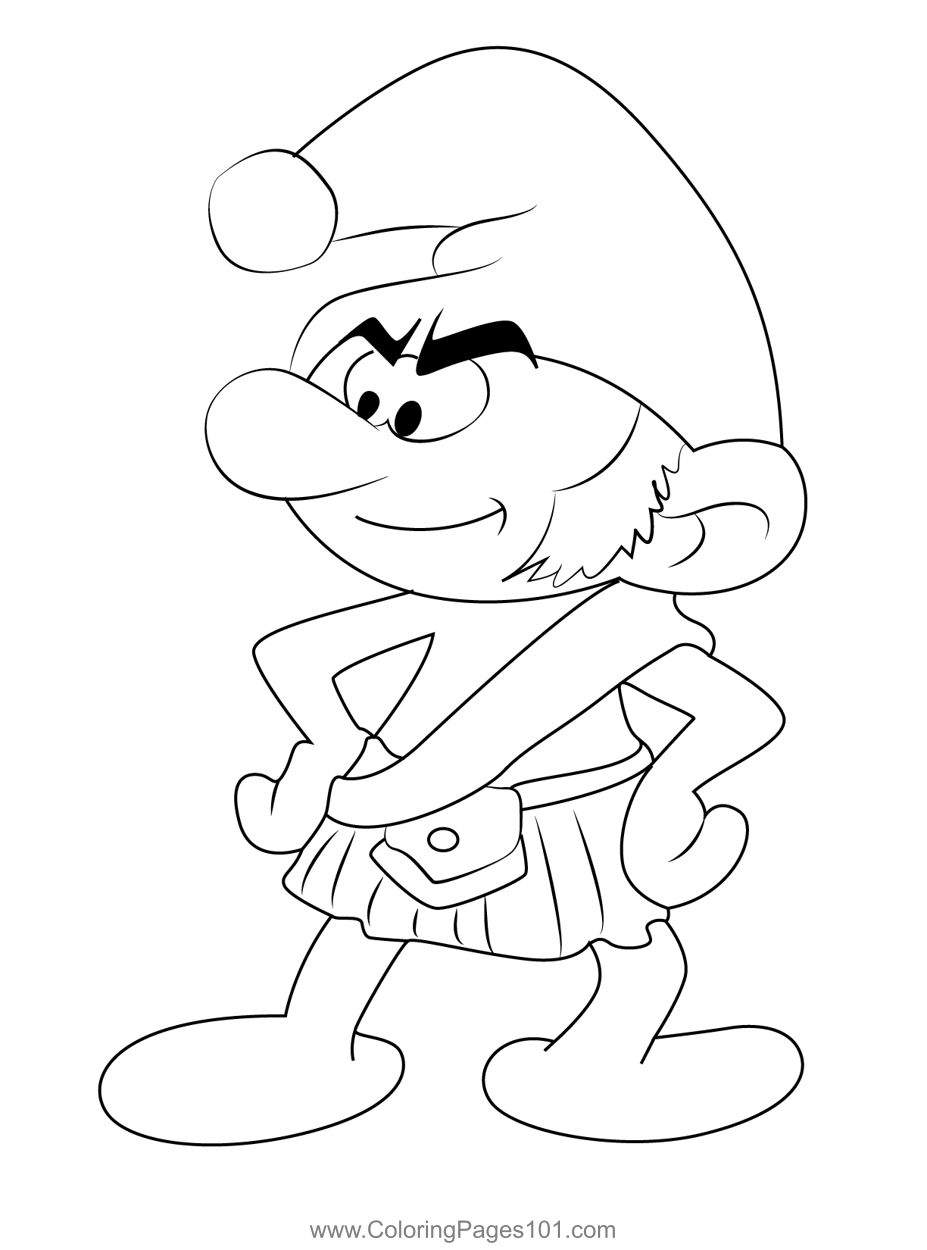 Gutsy smurf coloring page for kids