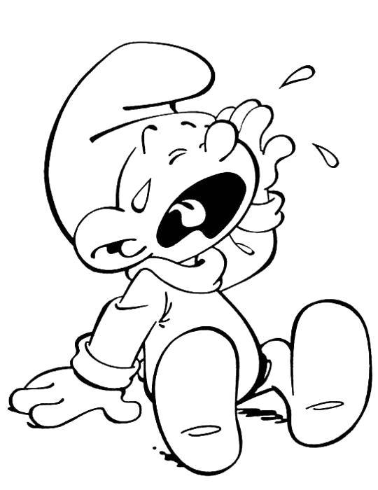 Online coloring pages coloring page crying smurf the smurfs download print coloring page