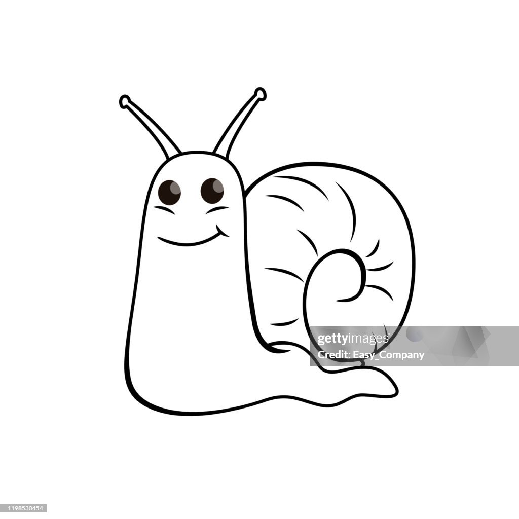 Vector illustration of snail isolated on white background for kids coloring book high