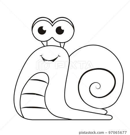 Snail cute and smiling coloring page outline of
