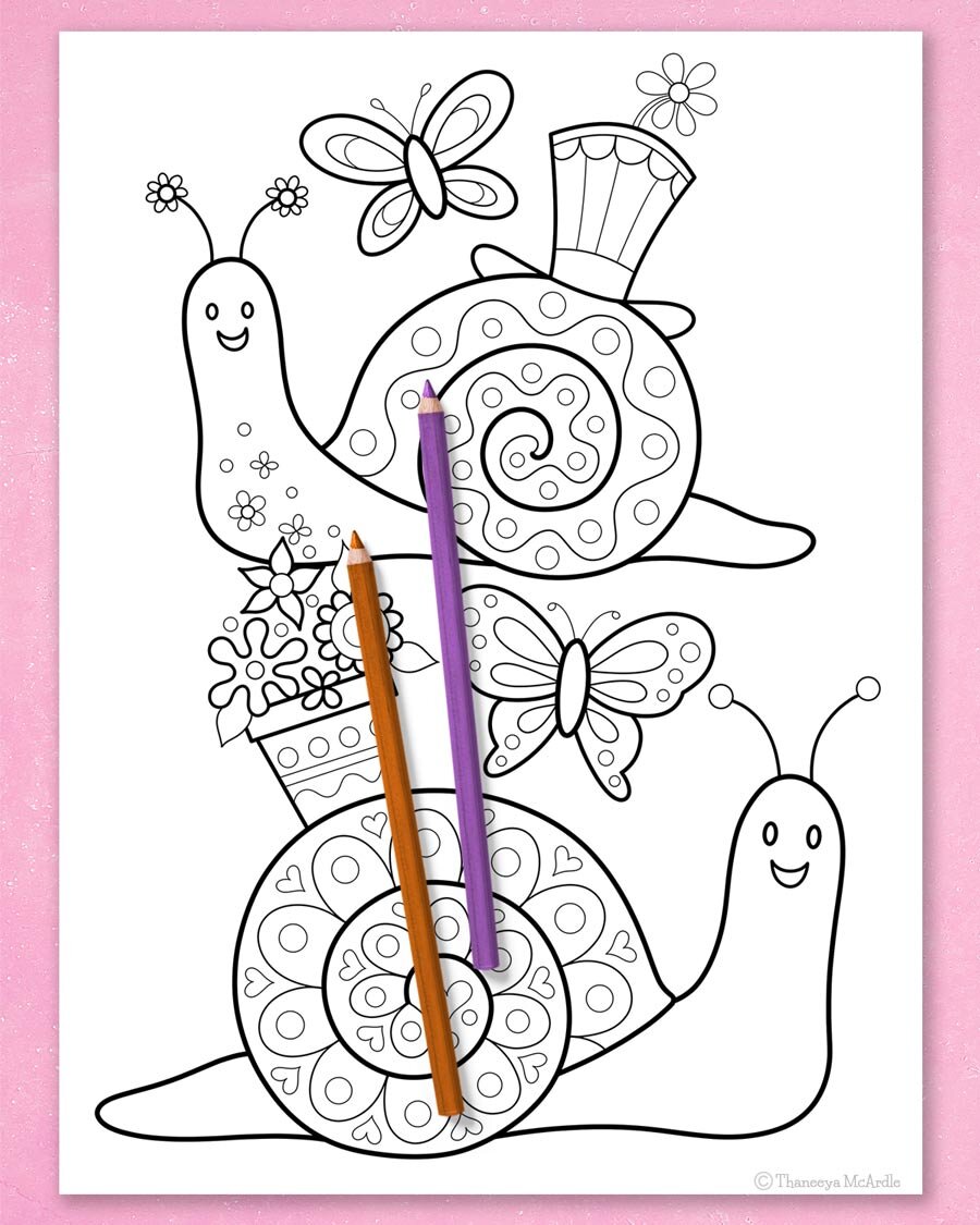 How to draw cute snails