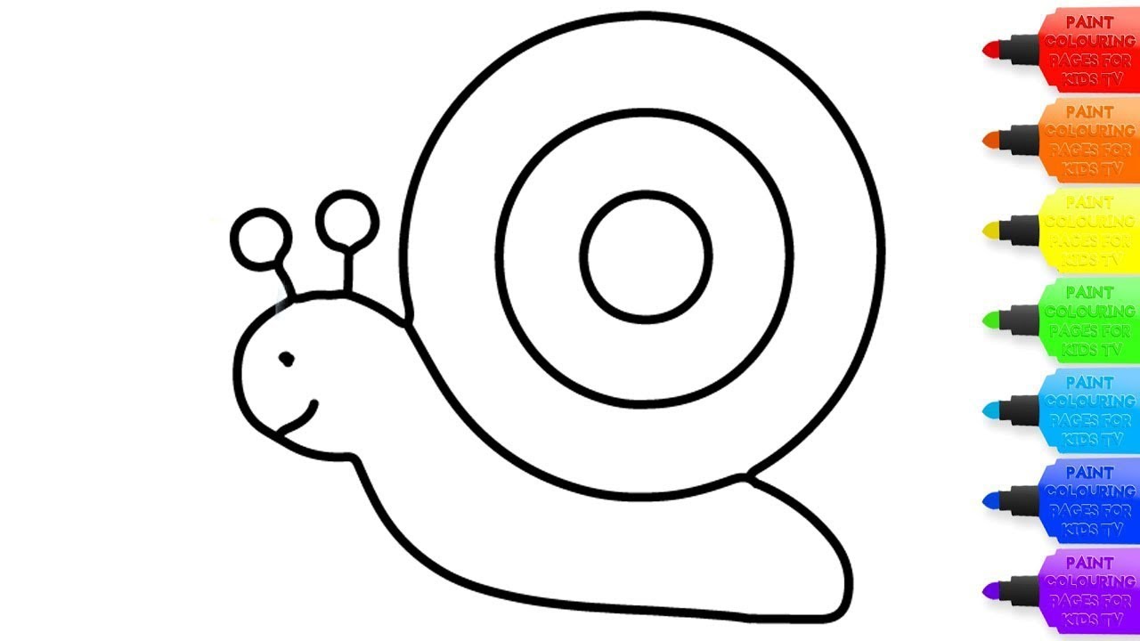 How to draw snail coloring page for kids i learn coloring book with snail