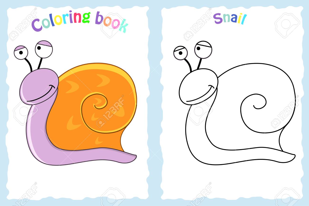 Coloring book page for preschool children with colorful snail and sketch to color royalty free svg cliparts vectors and stock illustration image