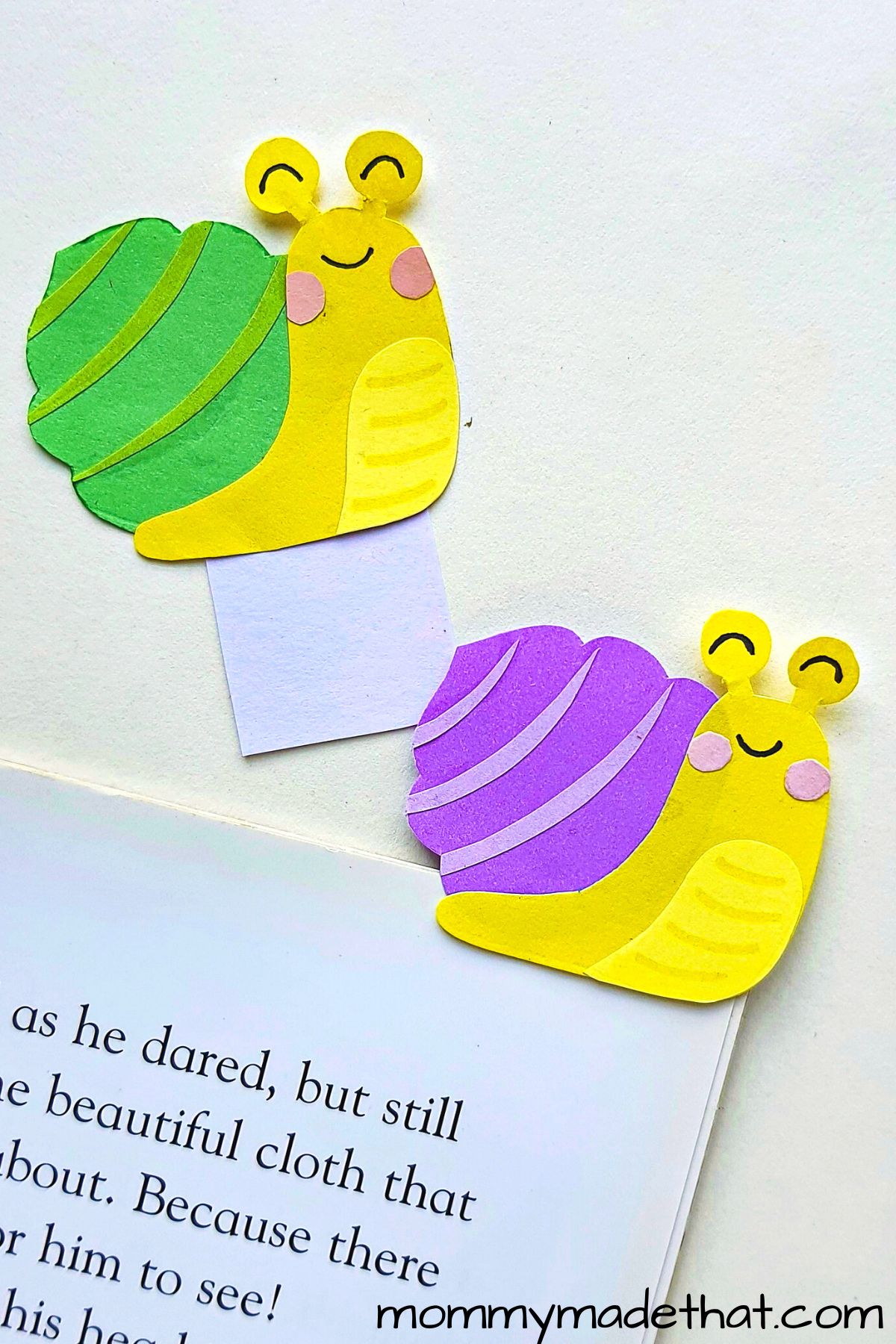 Cute snail bookmark craft with free printable snail template