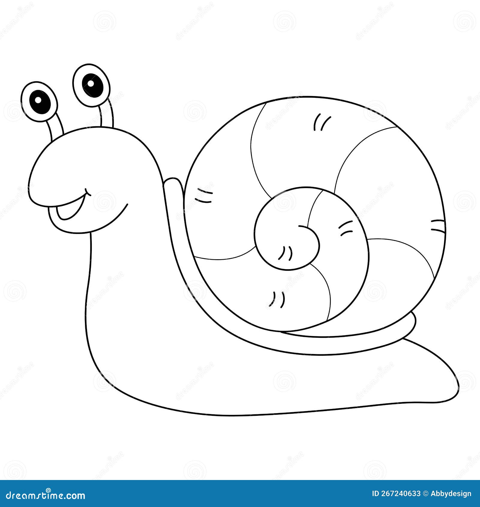 Spring snail isolated coloring page for kids stock vector