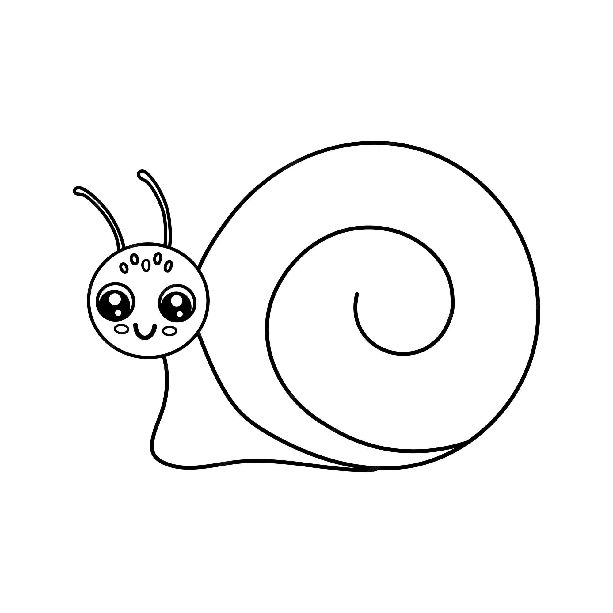 Premium vector cute outline snail isolated on white background funny insect for childish coloring book cartoon vector line illustration