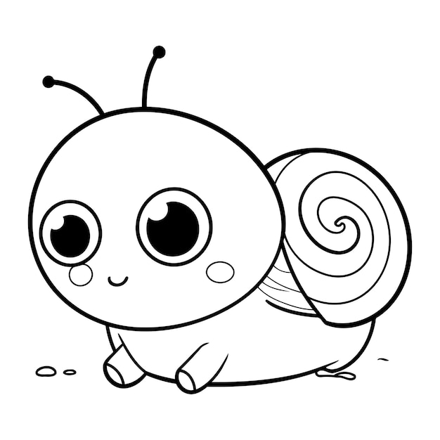 Premium vector coloring page outline of cartoon snail vector illustration