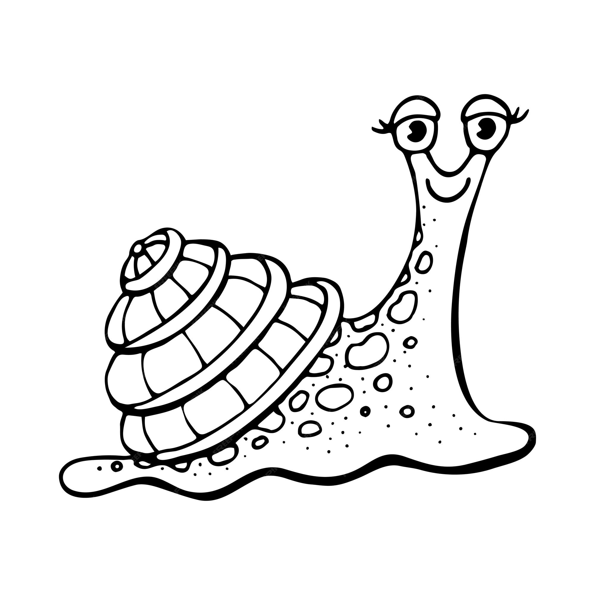 Premium vector coloring book cute snail gastropod mollusc with a shell hand drawn vector line art coloring page for children and adults