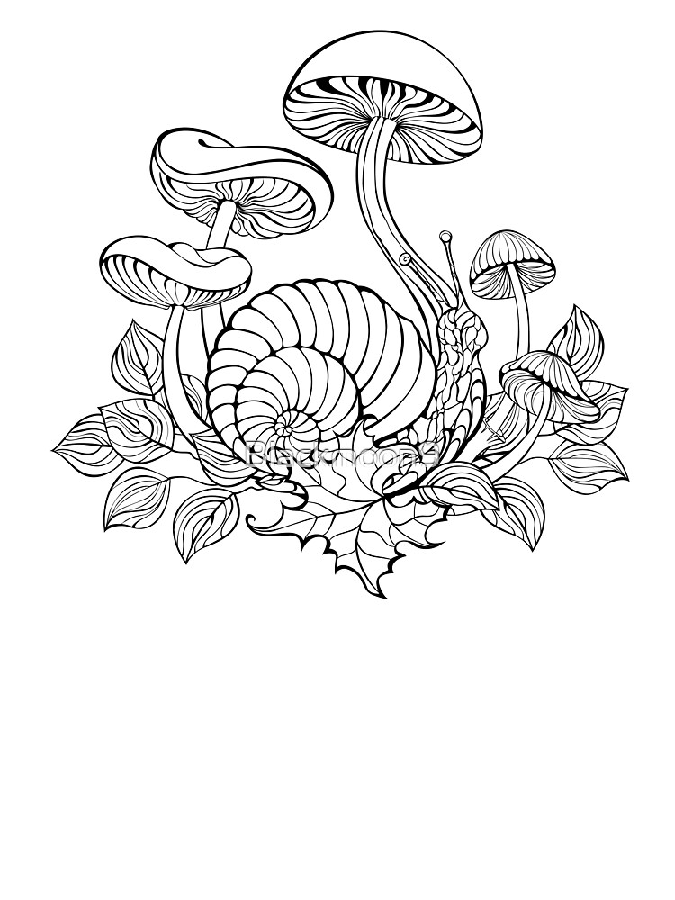 Snail with contour mushrooms kids t