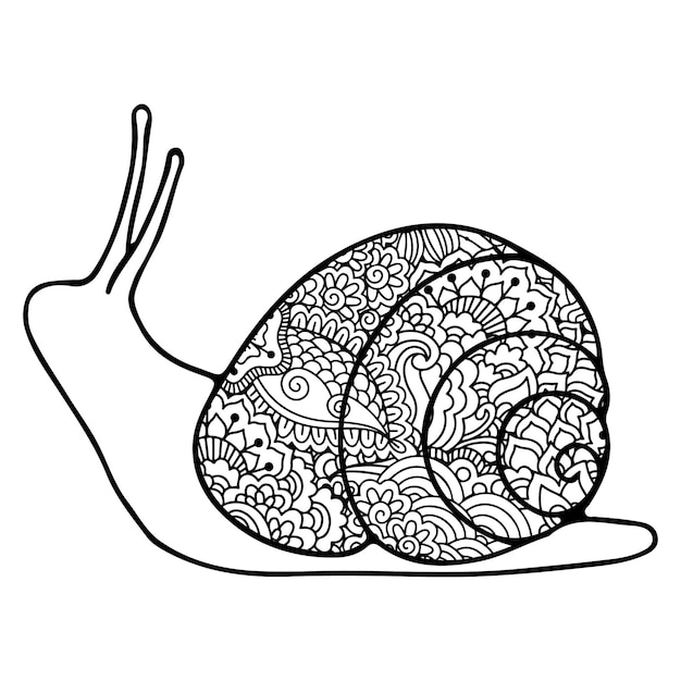 Premium vector hand draw snail mandala coloring page