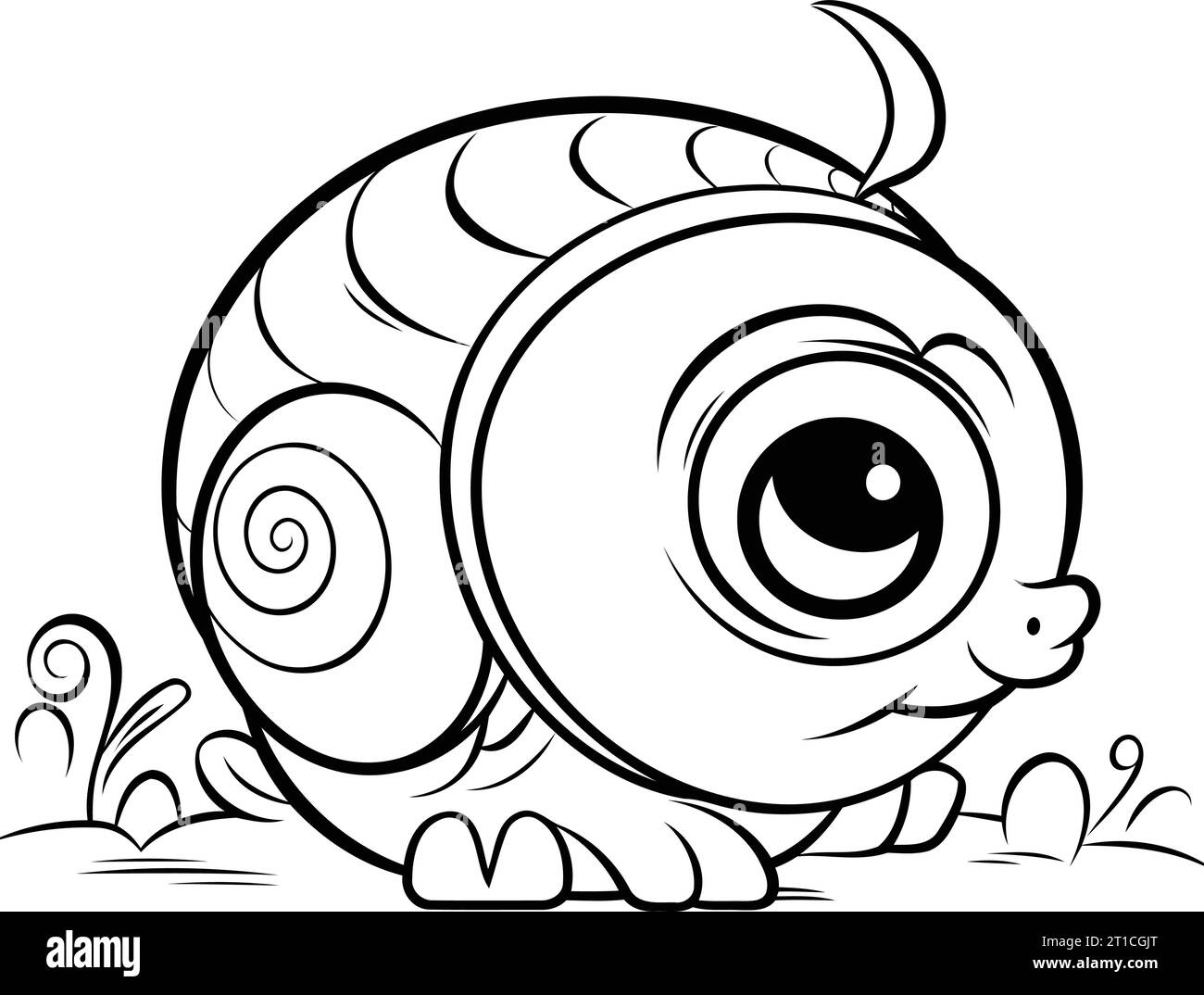 Cartoon snail shell black and white stock photos images