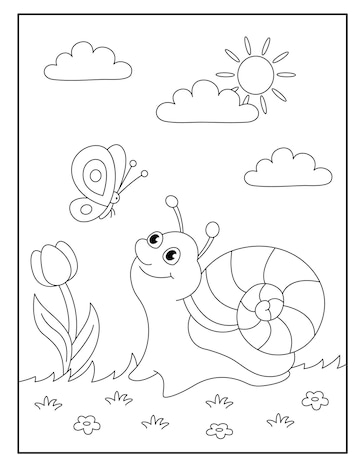 Premium vector snail coloring page for kids