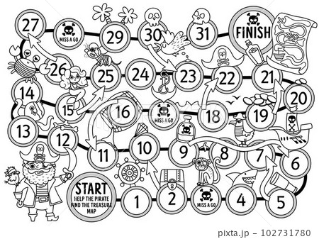 Pirate black and white dice board game forãããããç æ