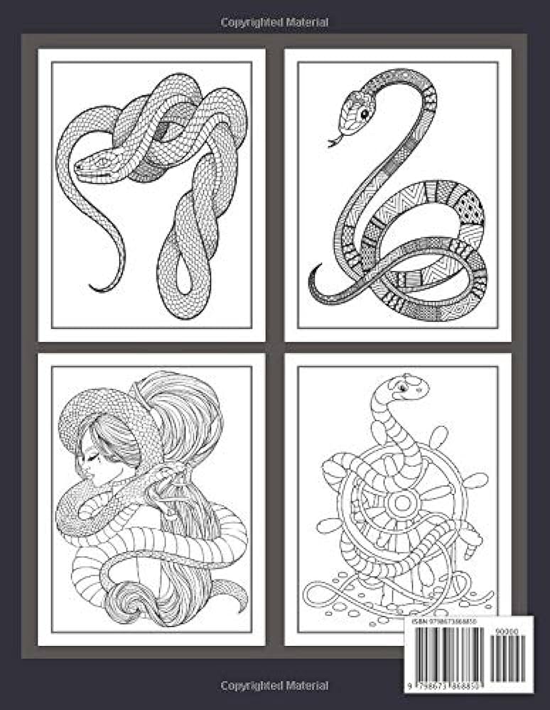 Snake reptiles snakes coloring book for adults a unique collection of coloring pages adults coloring book of snakes publishing house blueberry books