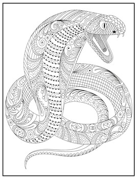 Snake zentangle coloring pages zen doodle coloring sheets spring activities