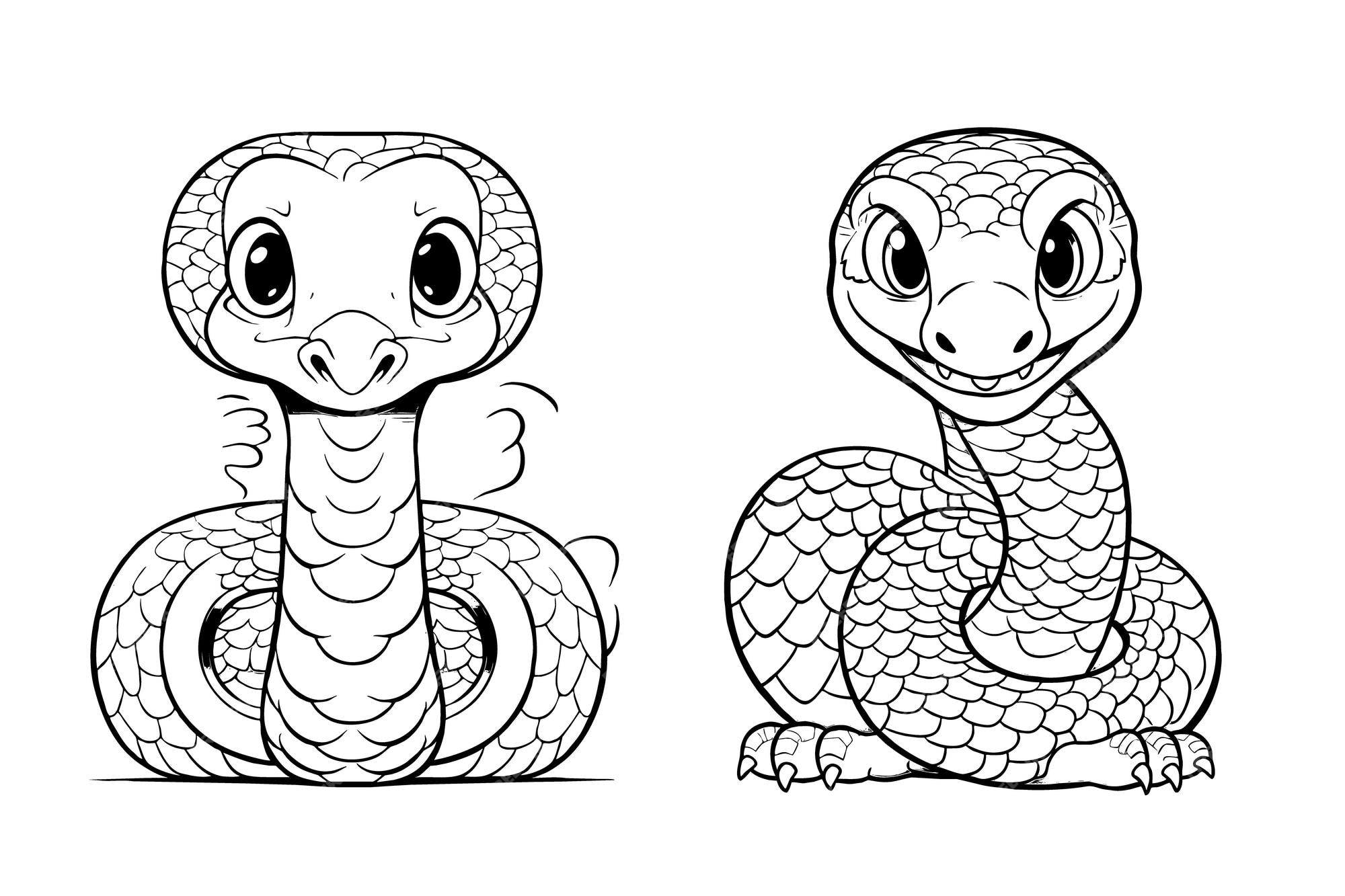 Free vector cartoon style cute snake coloring book