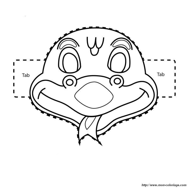 Coloring scrapbooking page snake mask to print out or color online