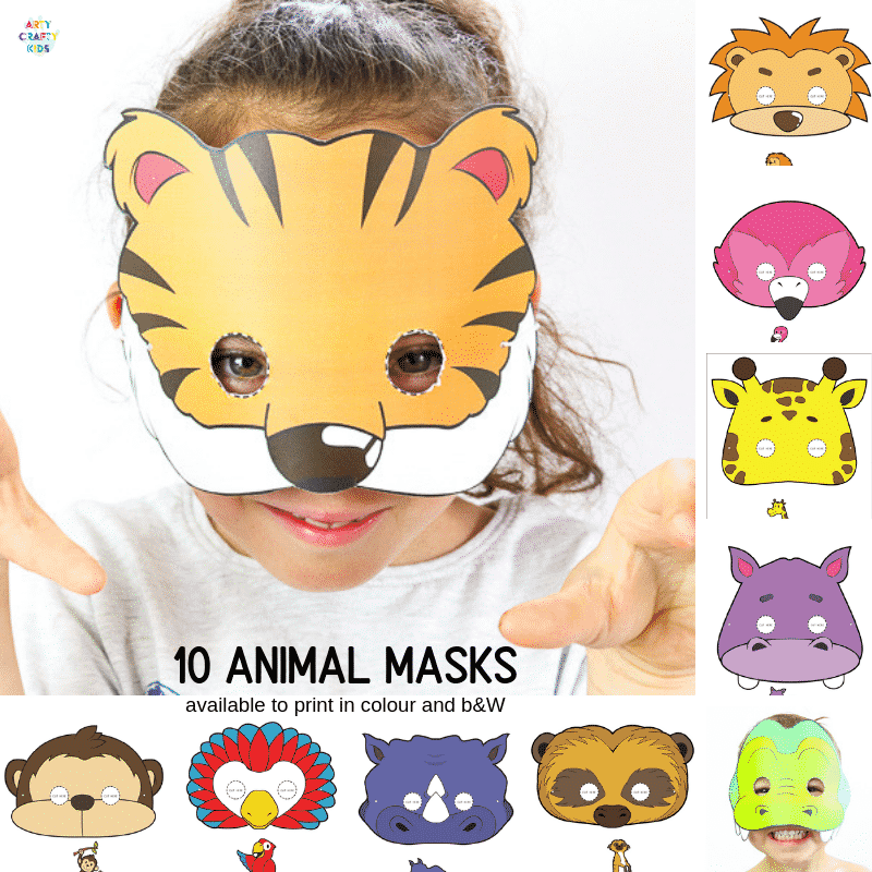 Printable safari animal masks for kids