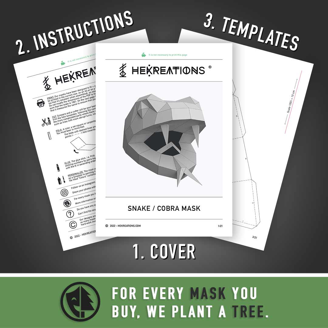 Snake mask printable template papercraft pdf pattern