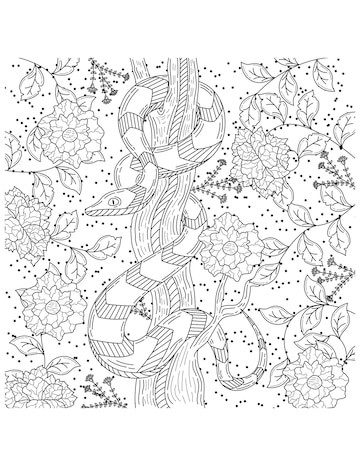 Premium vector snake and flowers hand drawn sketch illustration for adult coloring book