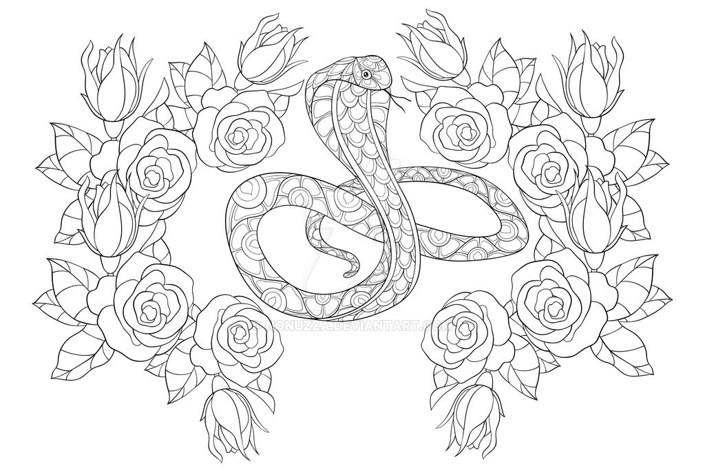 Coloring page for adults cobra by nonuzza on