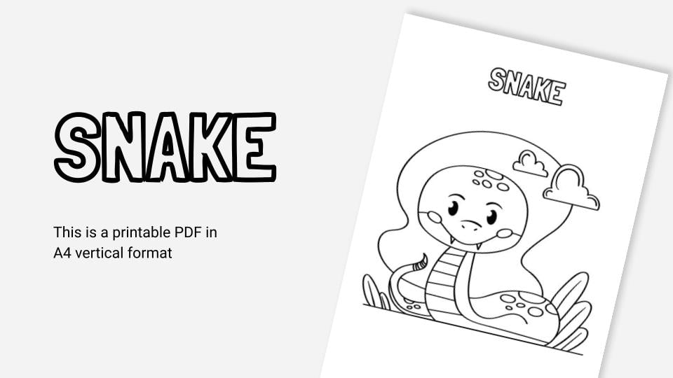 Snake printable coloring worksheet