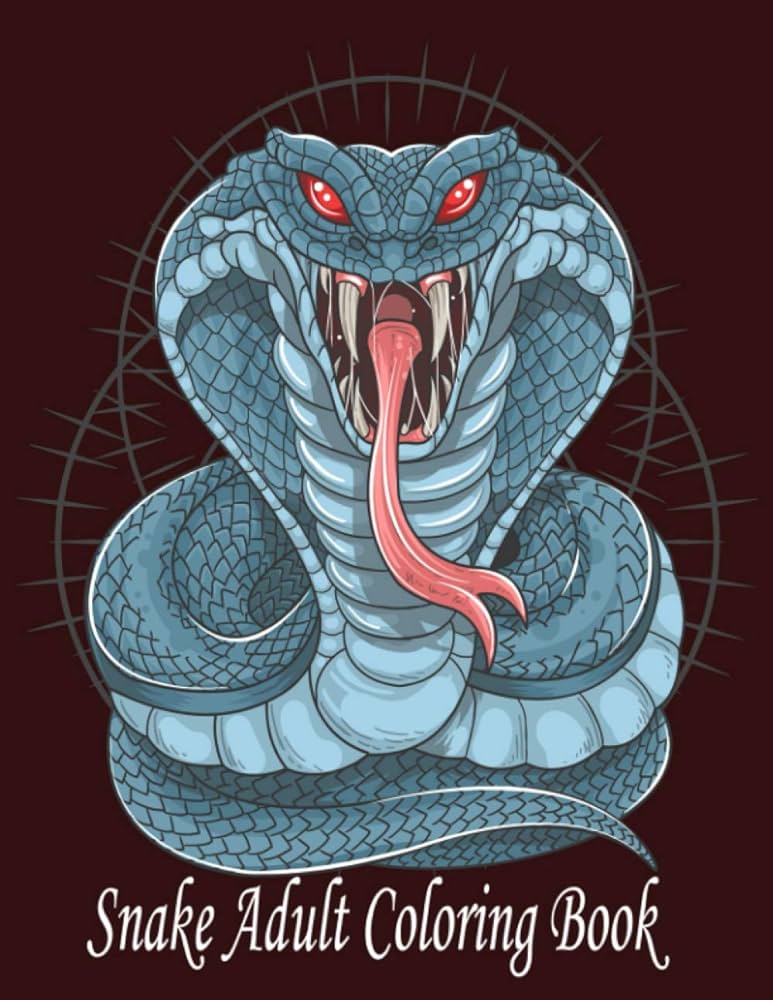 Snake adult coloring book stress relief coloring book realistic snakes for coloring stress relieving
