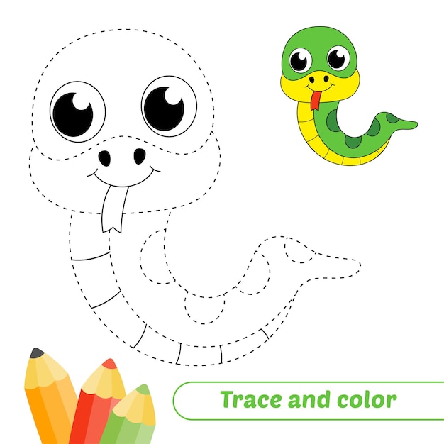 Premium vector trace and color for kids snake vector