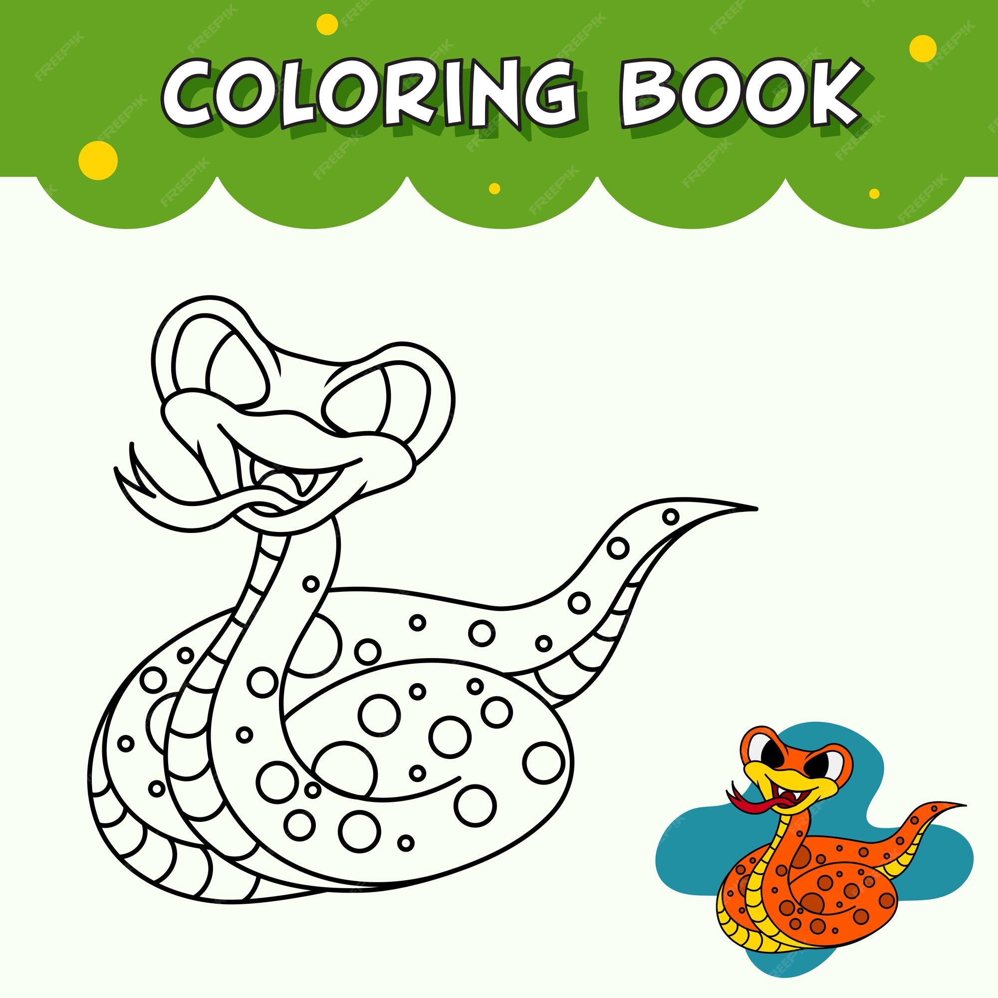 Premium vector cartoon snake tracing and coloring book worksheet