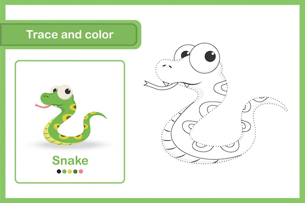 Premium vector drawing worksheet for preschool kids trace and colour snake