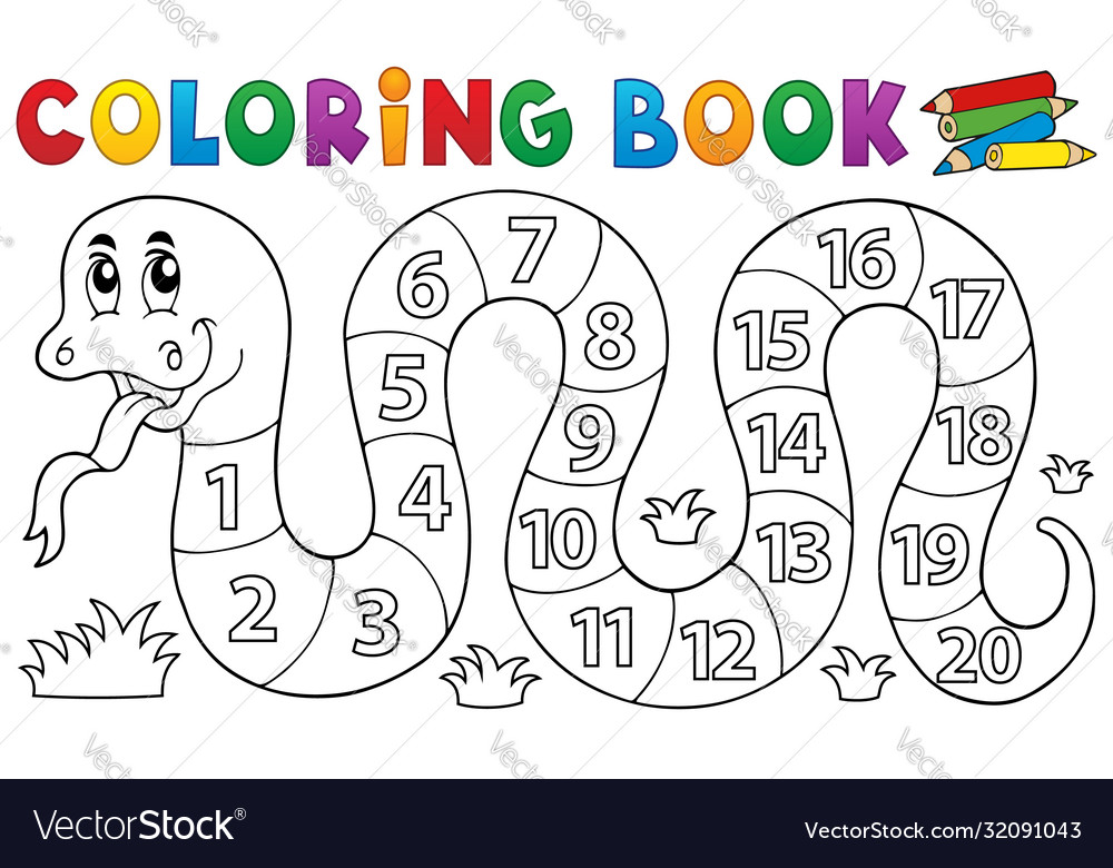 Coloring book snake with numbers theme royalty free vector